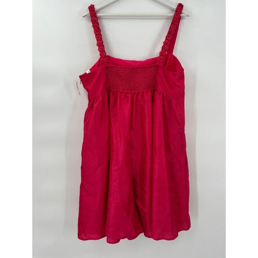 Anthropologie Hutch Rosette‎ Strap Mini Dress XL Pink Floral Cottagecore